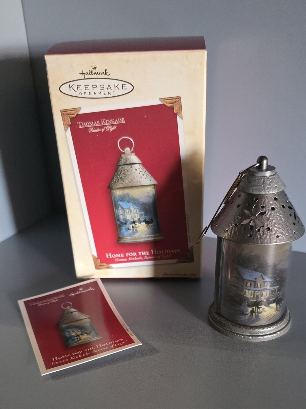 KEEPSAKE the Label Silver Holiday Lantern with Winter Village Scene